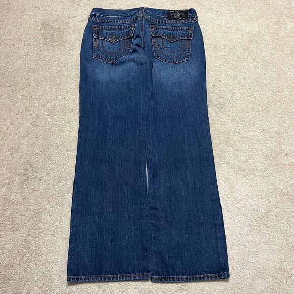 True Religion Y2K Baggy Skater Faded Embroidered Jeans 36Wx33L - Picture 3 of 7